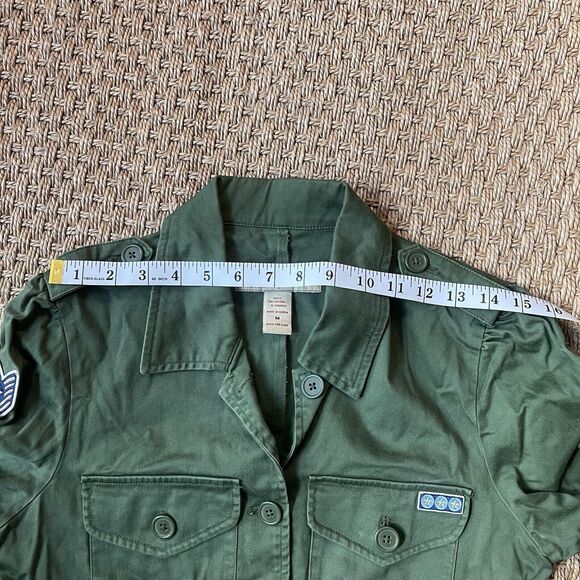 Abercrombie & Fitch Army Green Utility Jacket Patch Pockets Arm Patches Sz M - Picture 4 of 7